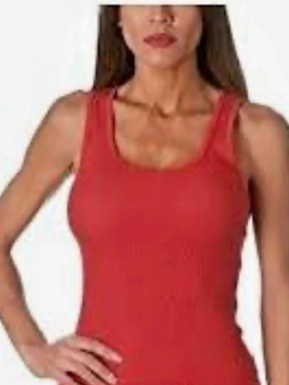 Aumora Red Ribbed Tank Top with Built in Bra NWT
